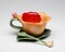 Ceramic Orchid Flower Cup and Saucer and Spoon-1 Set, Gift for Her, Gift for Mom, Gift for Friend or Coworker, Tea Party Décor, Café Decor